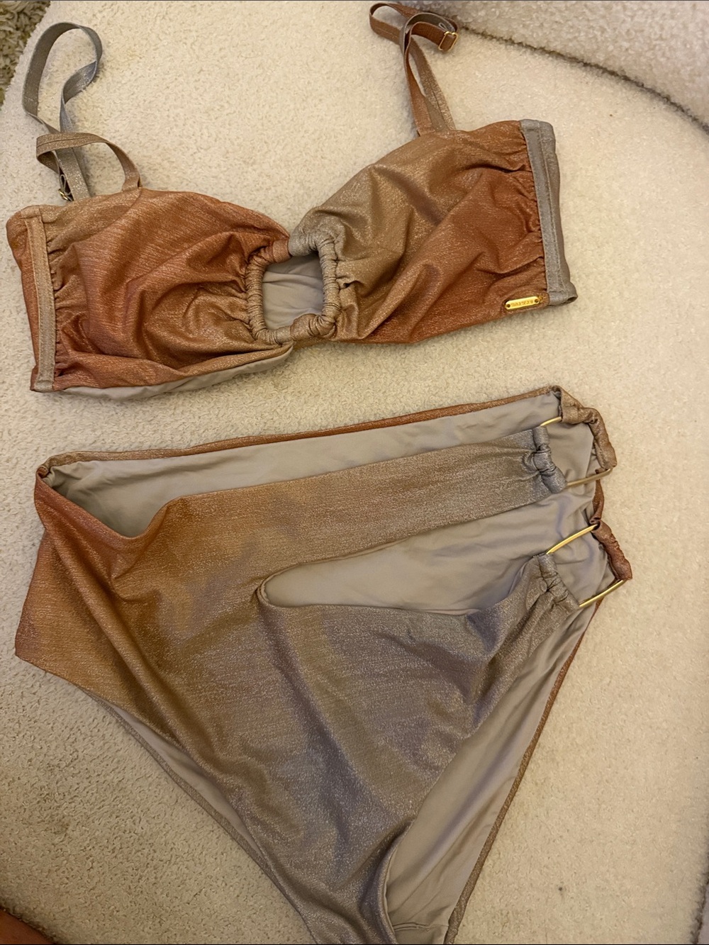 Anthropologie Shimmery Bronze Two-Piece Bikini
